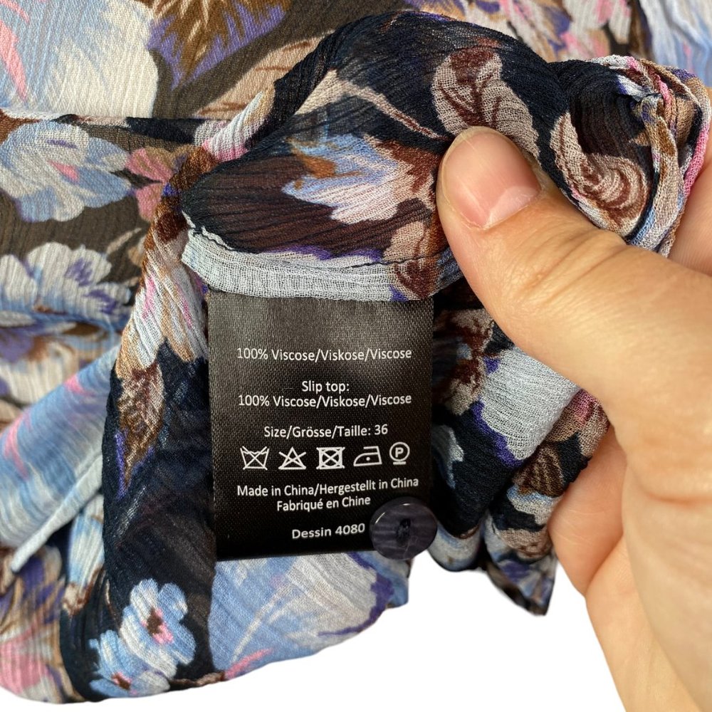 Baum Und Pferdgarten Mertrice Blue Floral Silk Blouse Womens SZ 6 - Picture 14 of 16